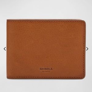 New Shinola Men's Tan Slim Leather Bifold Wallet